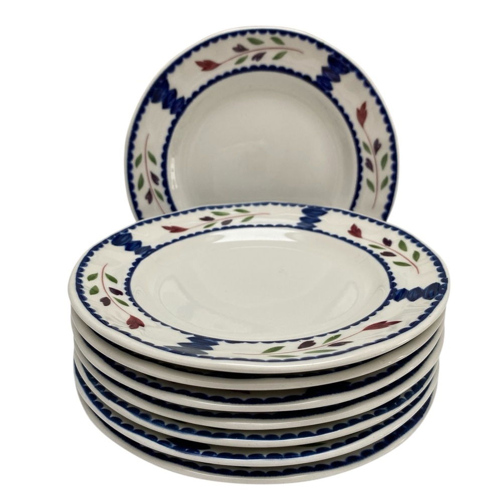 Set Of 8 Adams LANCASTER Ironstone Bread & Butter Plates Made in England EUC